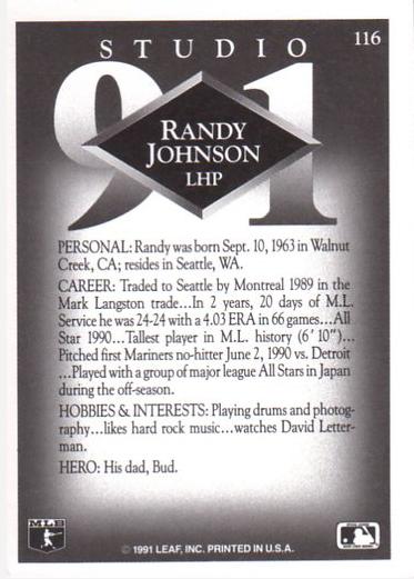 Randy Johnson  baseball card collectible - Main Image 2