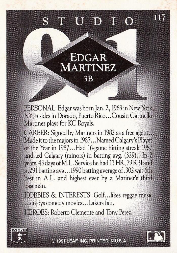 Edgar Martinez  baseball card collectible - Main Image 2