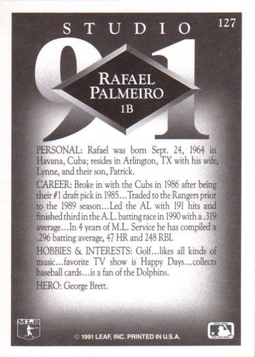 Rafael Palmeiro  baseball card collectible - Main Image 2