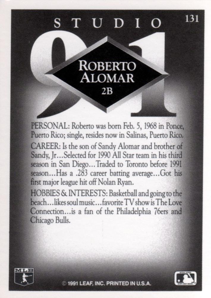 Roberto Alomar  baseball card collectible - Main Image 2