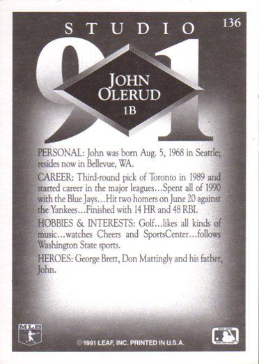 John Olerud  baseball card collectible - Main Image 2