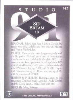 Sid Bream  baseball card collectible - Main Image 2
