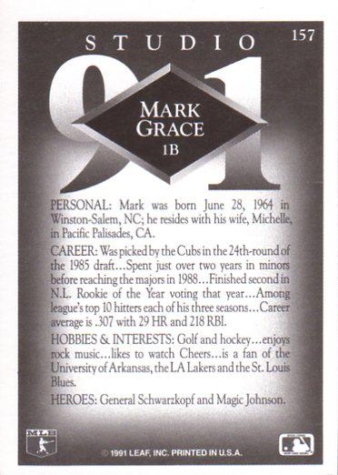 Mark Grace  baseball card collectible - Main Image 2