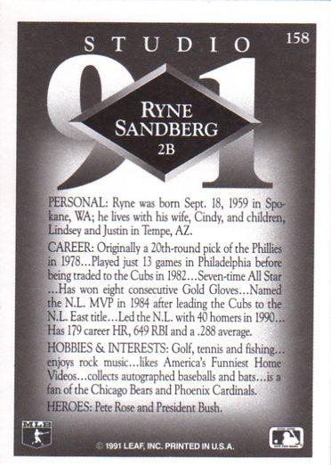 Ryne Sandberg  baseball card collectible - Main Image 2