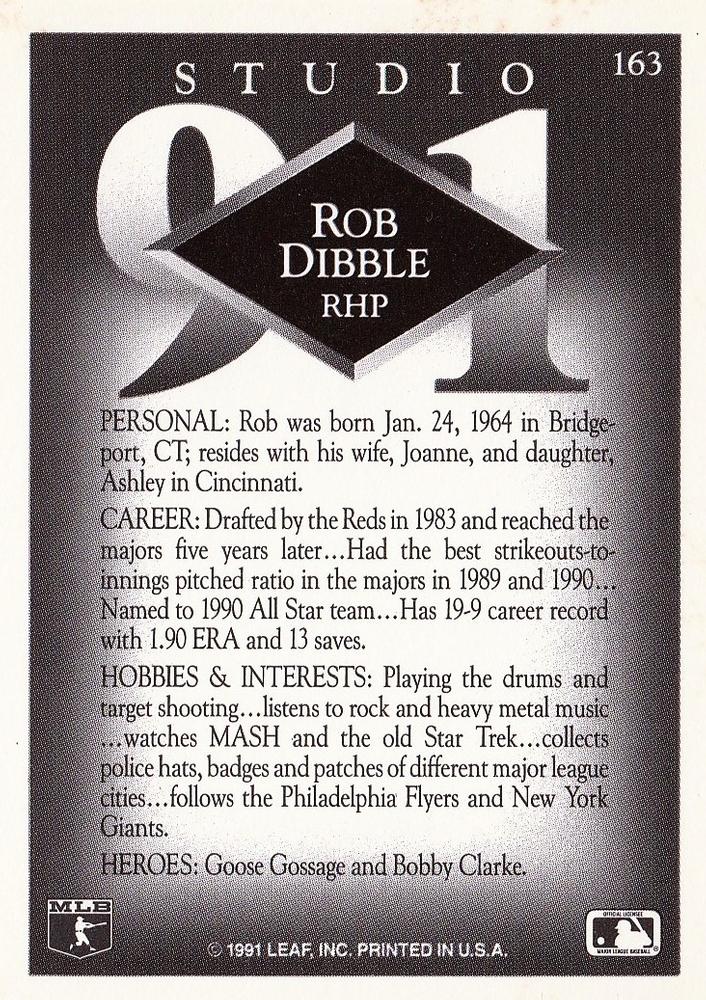 Rob Dibble  baseball card collectible - Main Image 2