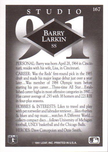 Barry Larkin  baseball card collectible - Main Image 2