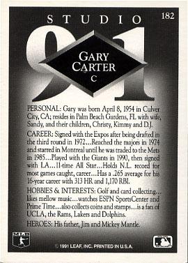 Gary Carter  baseball card collectible - Main Image 2