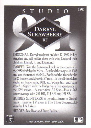 Darryl Strawberry  baseball card collectible - Main Image 2