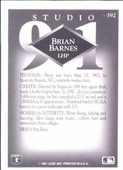Brian Barnes  baseball card collectible - Main Image 2