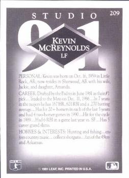 Kevin McReynolds  baseball card collectible - Main Image 2