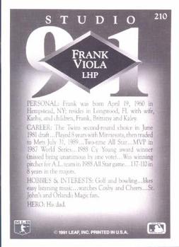 Frank Viola  baseball card collectible - Main Image 2