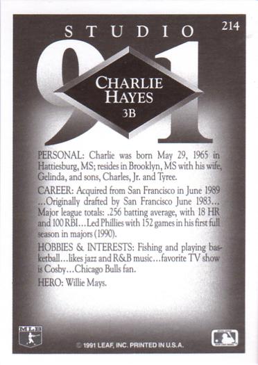 Charlie Hayes  baseball card collectible - Main Image 2