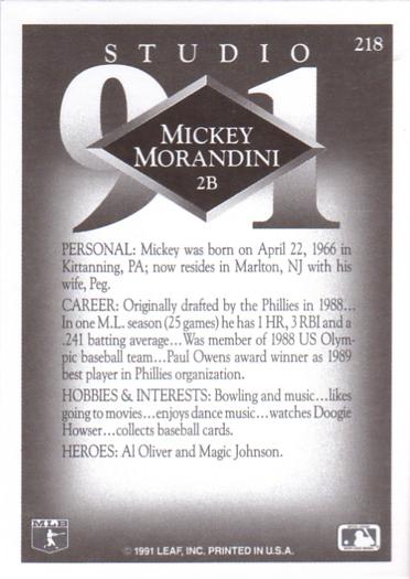 Mickey Morandini  baseball card collectible - Main Image 2