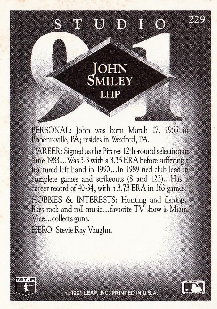 John Smiley  baseball card collectible - Main Image 2
