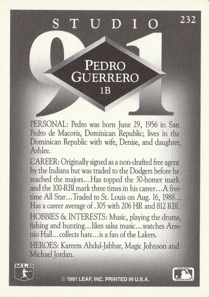 Pedro Guerrero  baseball card collectible - Main Image 2