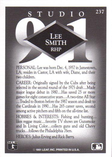 Lee Smith  baseball card collectible - Main Image 2