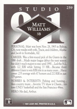 Matt Williams  baseball card collectible - Main Image 2