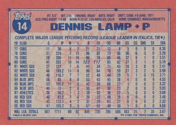 Dennis Lamp  baseball card collectible - Main Image 2