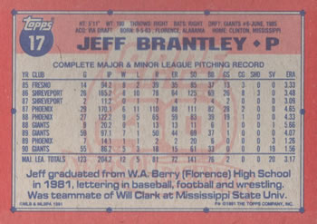 Jeff Brantley  baseball card collectible - Main Image 2