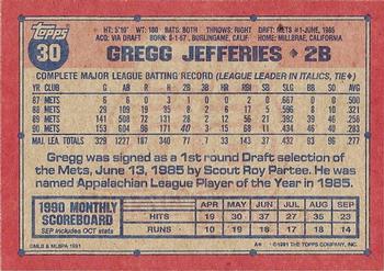 Gregg Jefferies  baseball card collectible - Main Image 2
