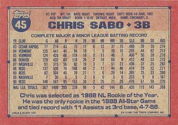 Chris Sabo  baseball card collectible - Main Image 2