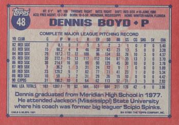 Dennis Boyd  baseball card collectible - Main Image 2