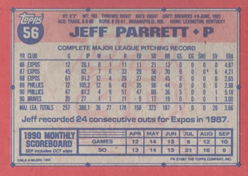 Jeff Parrett  baseball card collectible - Main Image 2