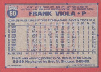 Frank Viola  baseball card collectible - Main Image 2