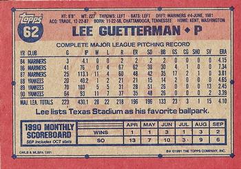Lee Guetterman  baseball card collectible - Main Image 2