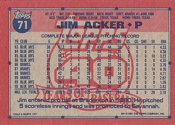 Jim Acker  baseball card collectible - Main Image 2