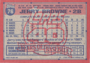 Jerry Browne  baseball card collectible - Main Image 2