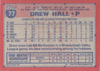 Drew Hall  baseball card collectible - Main Image 2