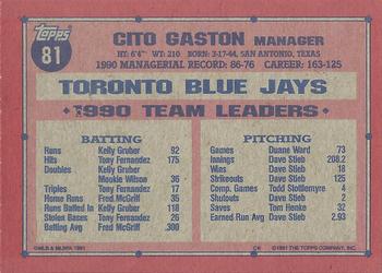 Cito Gaston  baseball card collectible - Main Image 2