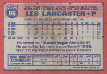 Les Lancaster  baseball card collectible - Main Image 2