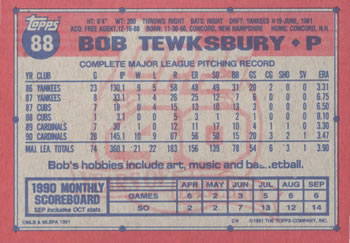 Bob Tewksbury  baseball card collectible - Main Image 2