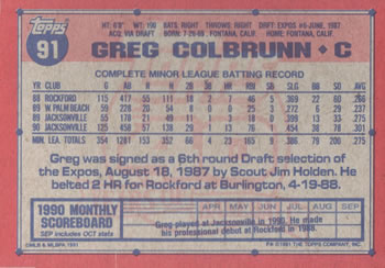 Greg Colbrunn  baseball card collectible - Main Image 2