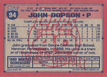 John Dopson  baseball card collectible - Main Image 2