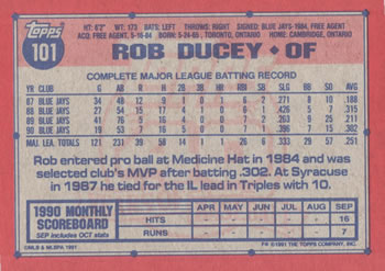 Rob Ducey  baseball card collectible - Main Image 2