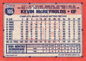 Kevin McReynolds  baseball card collectible - Main Image 2