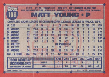 Matt Young  baseball card collectible - Main Image 2