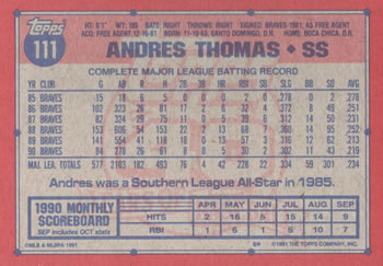 Andres Thomas  baseball card collectible - Main Image 2