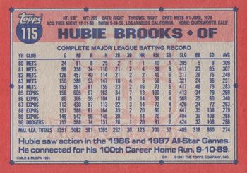 Hubie Brooks  baseball card collectible - Main Image 2