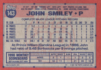 John Smiley  baseball card collectible - Main Image 2