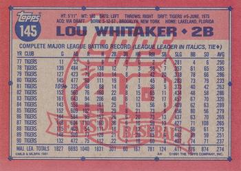 Lou Whitaker  baseball card collectible - Main Image 2