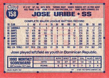 Jose Uribe  baseball card collectible - Main Image 2