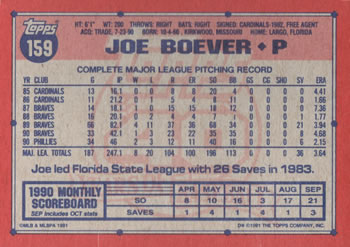 Joe Boever  baseball card collectible - Main Image 2