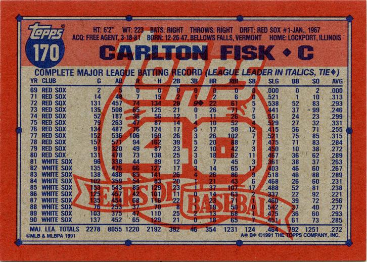 Carlton Fisk  baseball card collectible - Main Image 2