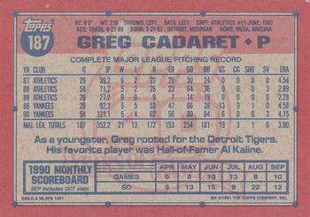 Greg Cadaret  baseball card collectible - Main Image 2