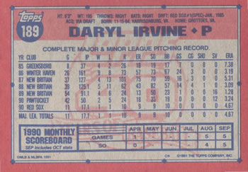 Daryl Irvine  baseball card collectible - Main Image 2