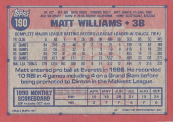 Matt Williams  baseball card collectible - Main Image 2